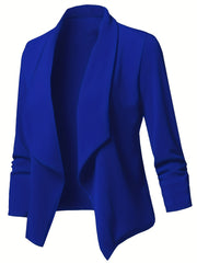  Solid Long Sleeve Lapel Collar Blazer