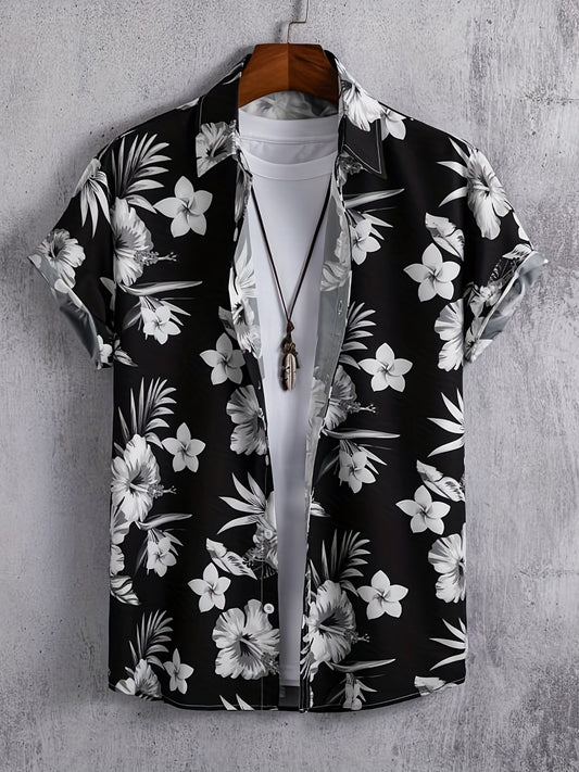 Hawaiian Style Flower Pattern Men's Short Sleeve Shirt
