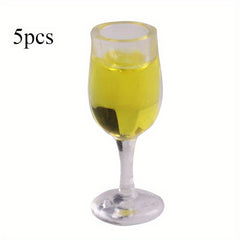 5pcs 1:12 Scale Cocktail Glasses Yellow Plastic Dollhouse Accessories