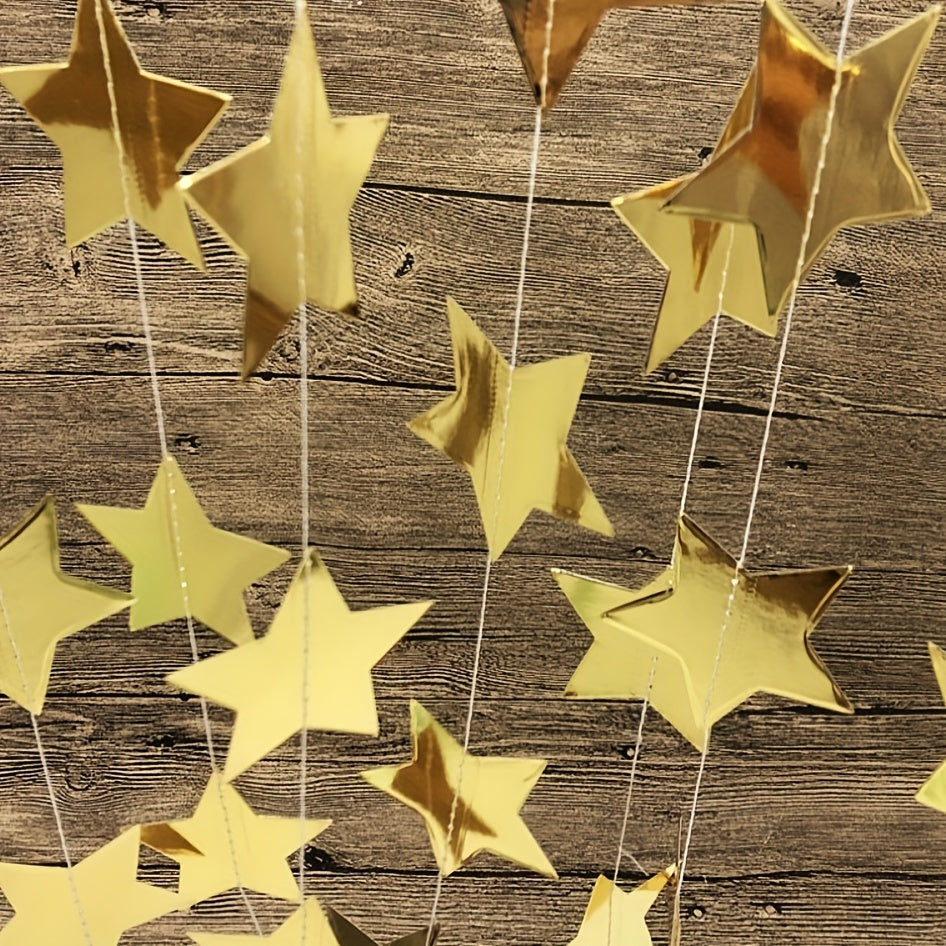 4M Rose & Silvery Golden Star Pull Flag Streamer, Bright Face Pull F