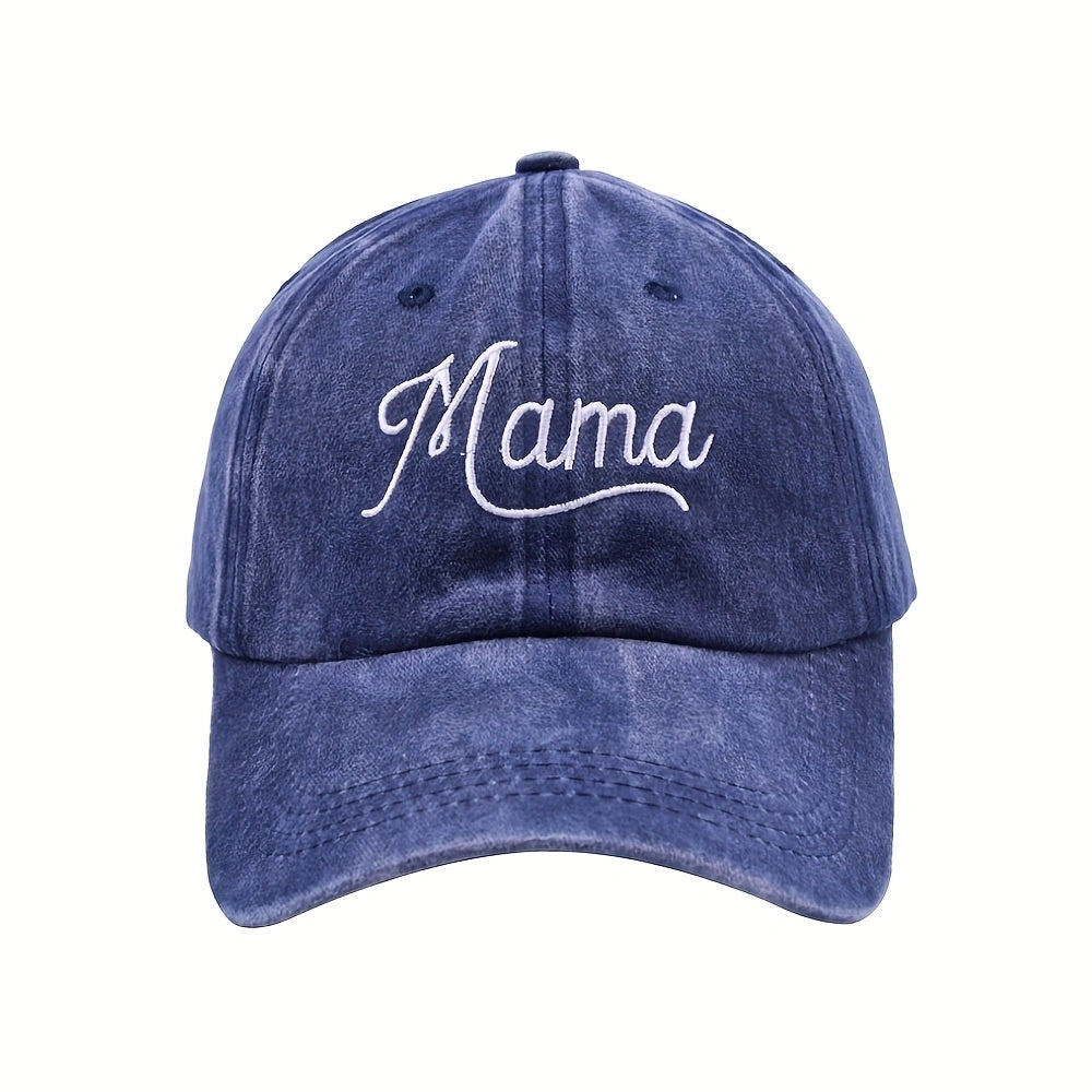 Mama Embroidery Baseball Cap Vintage Washed Dad Hat Adjustable Sunshade Sun Hats