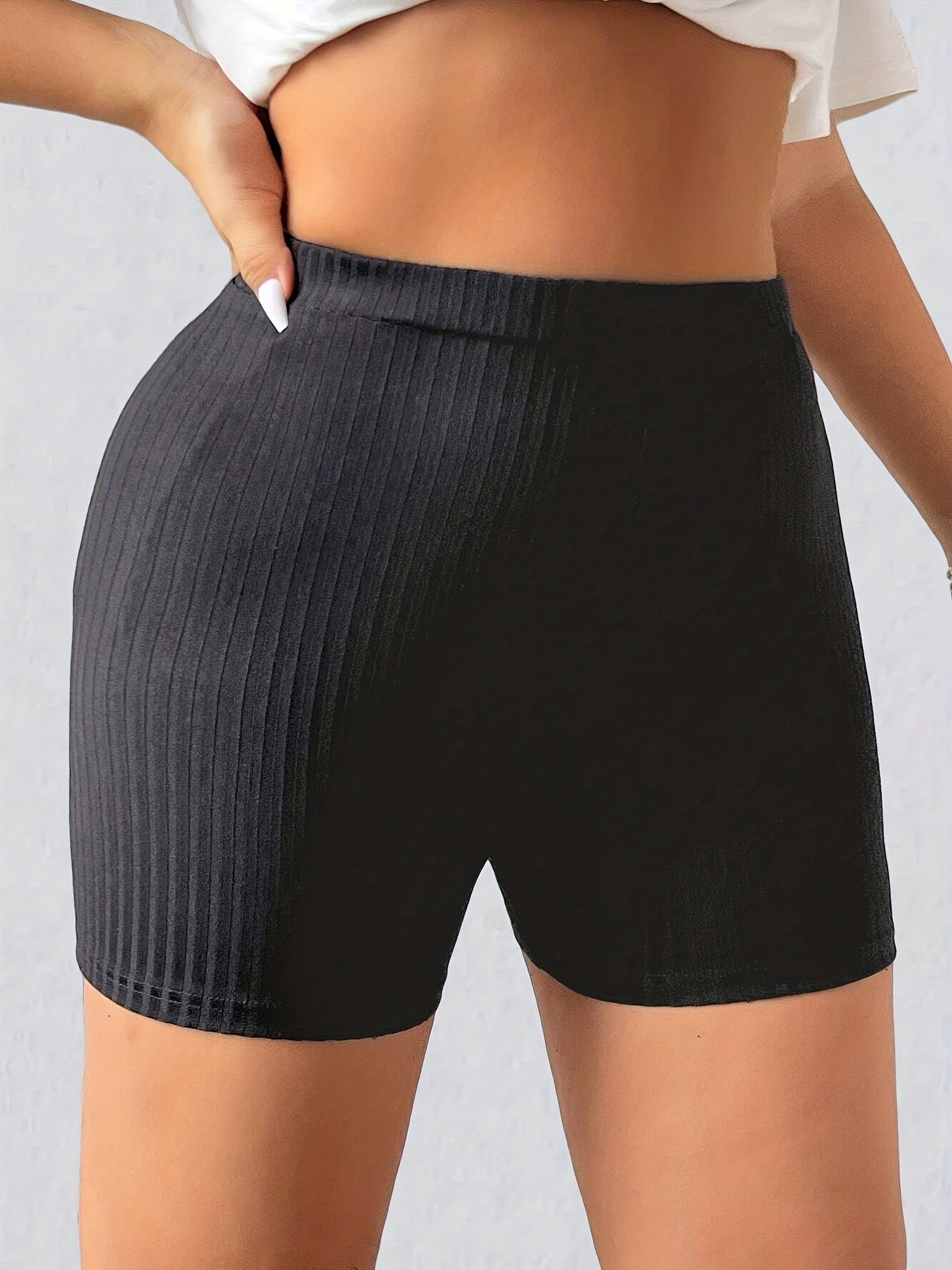  High Waist Ribbed Fitness Yoga Shorts