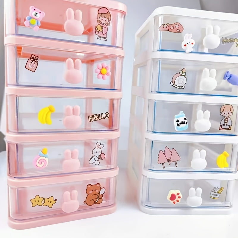 Rabbit Desktop Storage Box Transparent Drawer Desk Mini Storage