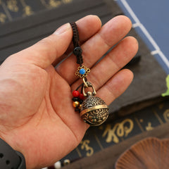 Brass Pixiu Bell Keychain Hollow Out Bell Lucky Decor