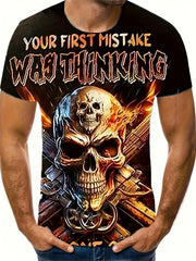 Skull 3d Print Men's T shirt Autumn Tee