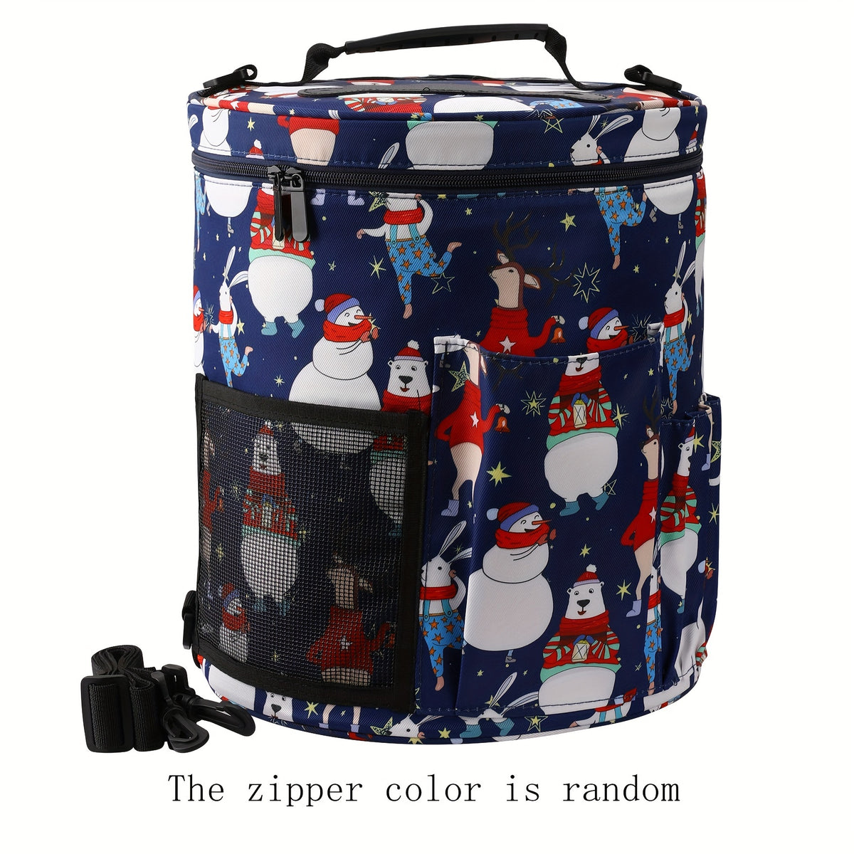 Christmas Theme Yarn Bag Knitting Storage Crochet Cylinder Portable