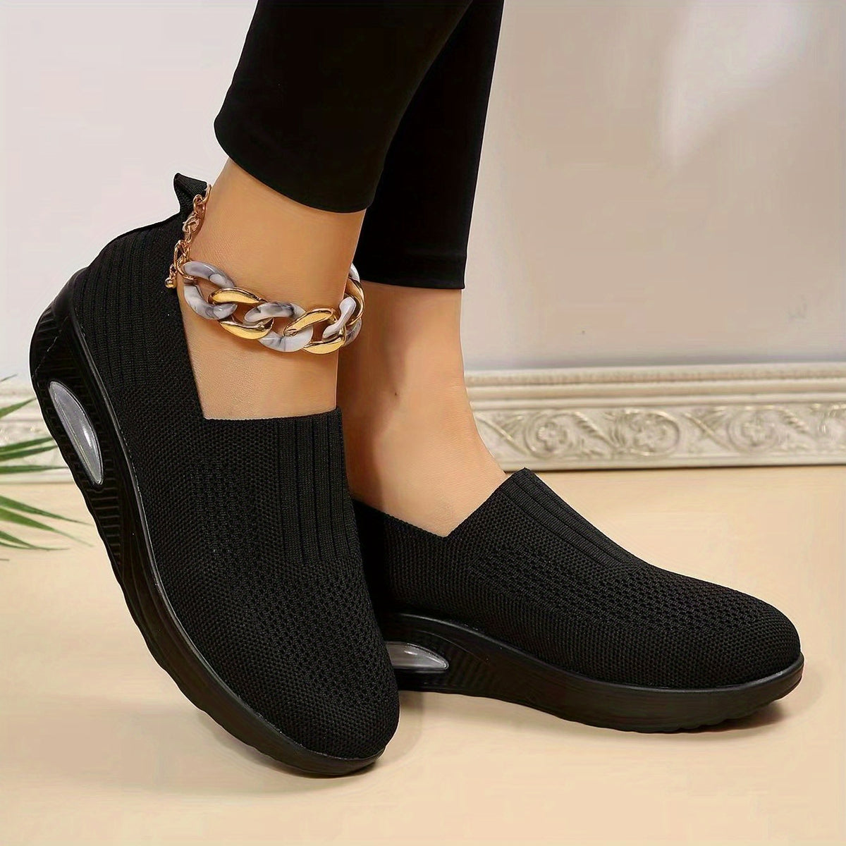 Women's Breathable Slip On Platform Sneakers Lightweight Air Cushion Shoes