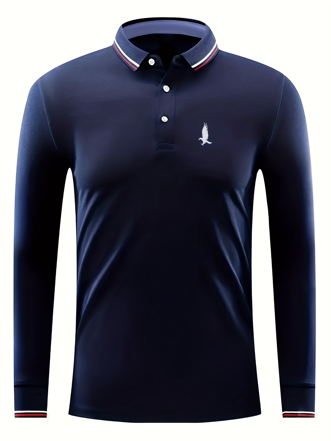Eagle Pattern Men's Casual Long Sleeve Polo Shirt