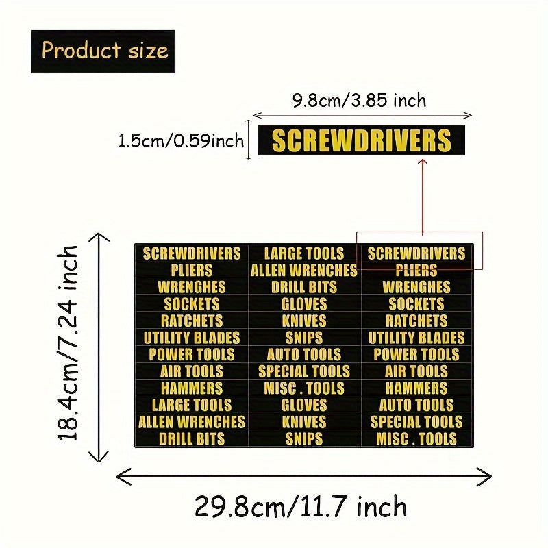 36pcs PVC Toolbox Labels Stickers Waterproof Kit
