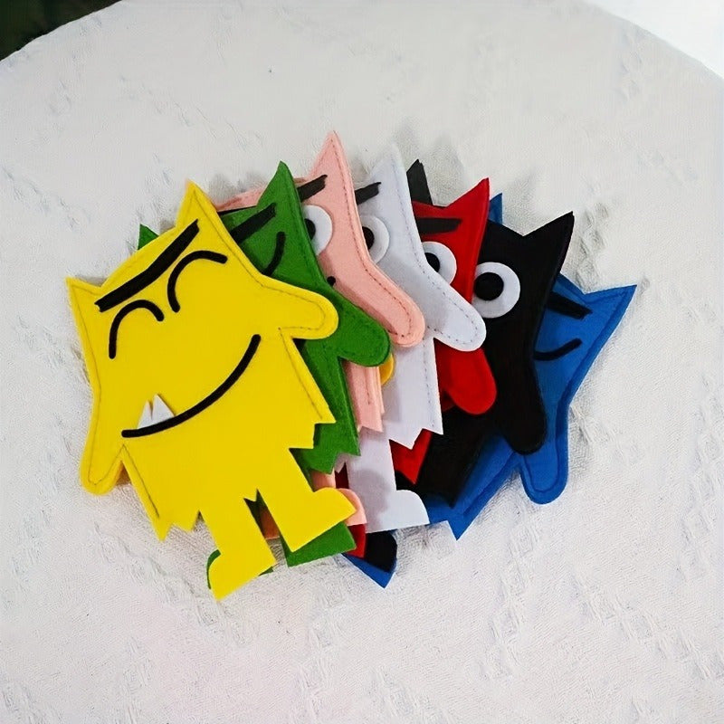 7pc Emotional Monster Hand Puppets Set for Storytelling with Emotion Props