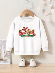 Santa & Elf Graphic Crew Neck Long Sleeve Sweatshirt Kids Christmas Gift