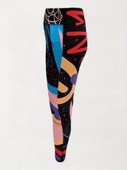 Graffiti Print Skinny Leggings High Waist Stretchy Leggings