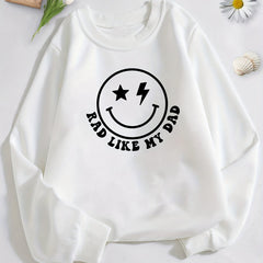 Smiling Face And Letter Print Boys Casual Pullover Sweatshirt