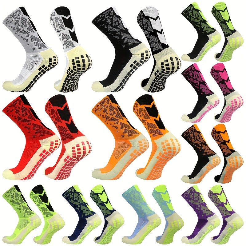 5 Pairs Camo Silicone Soccer Socks Sports Crew Socks Men Women