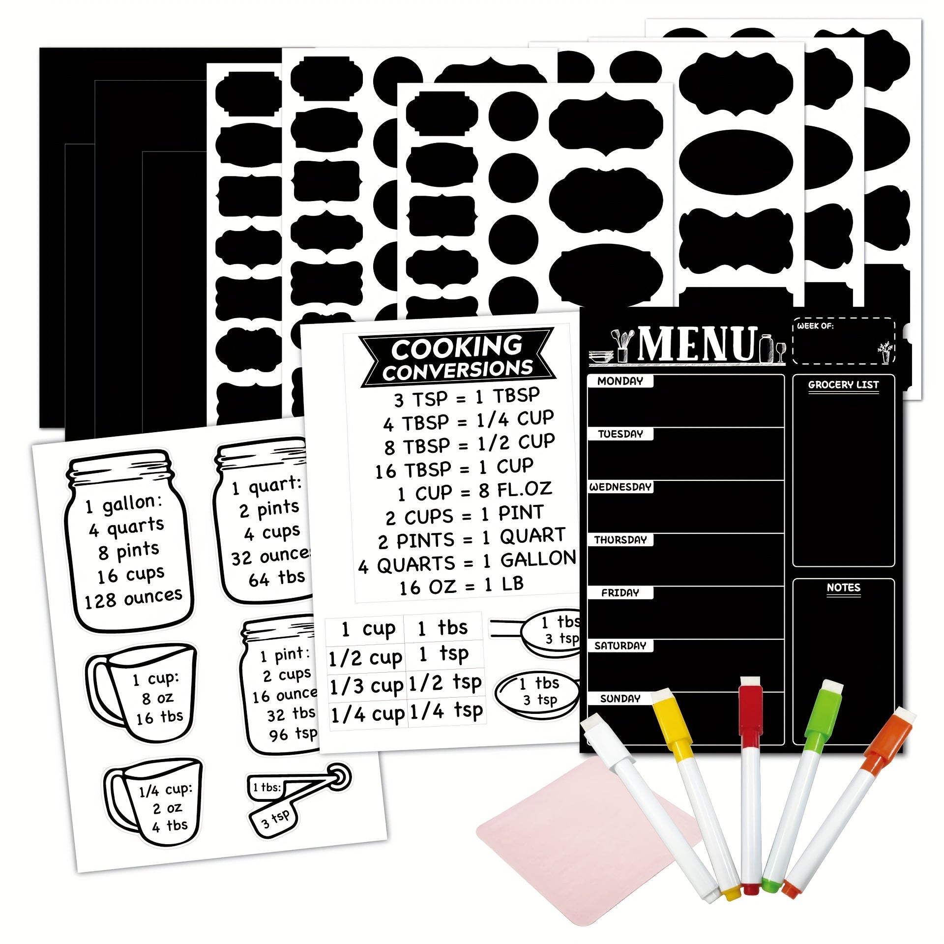Magnetic Blackboard Calendar Refrigerator Sticker Set