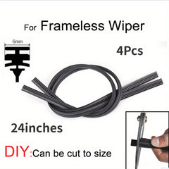 4pcs Wiper Blade Refills 6mm 26 24 Soft Rubber Strips Car Embedded Frameless