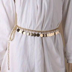 Coin Pendant Waist Chain Hip Hop Metal Chain Belt Dress Girdle Women