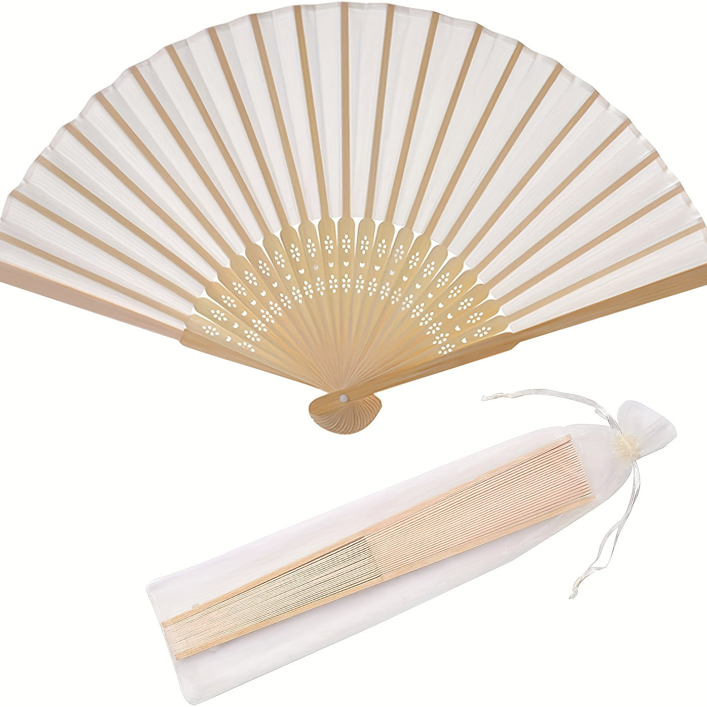 24pcs 21 08cm Folding Fans Lace Bag Wedding Party Decoration Handheld Fans