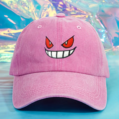 Devil Smiling Face Baseball Cap Embroidery Washed Distressed Dad Hats Unisex