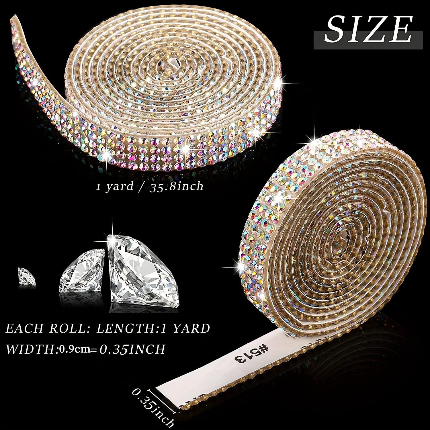 Rhinestone Ribbon Self Adhesive Bling Roll for Crafts Wedding Party Deco