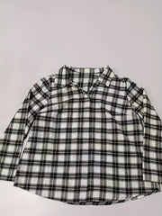  Plaid Print Roll Up Sleeve Button Up Blouse