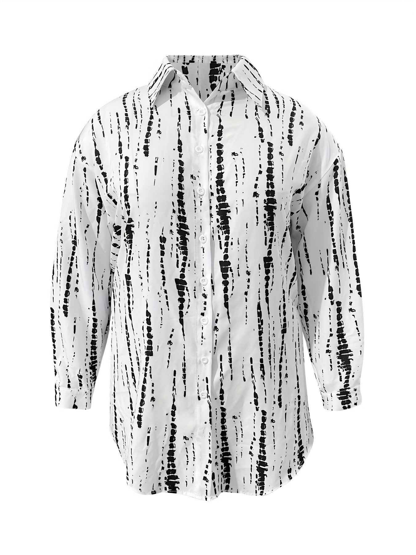  Tie Dye Stripe Print Long Sleeve Blouse