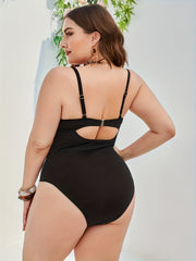  Sexy Swimsuit Women's Solid Cut Out Twist Front One Piece