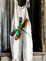  Retro Butterfly Print Wide Leg Jumpsuit