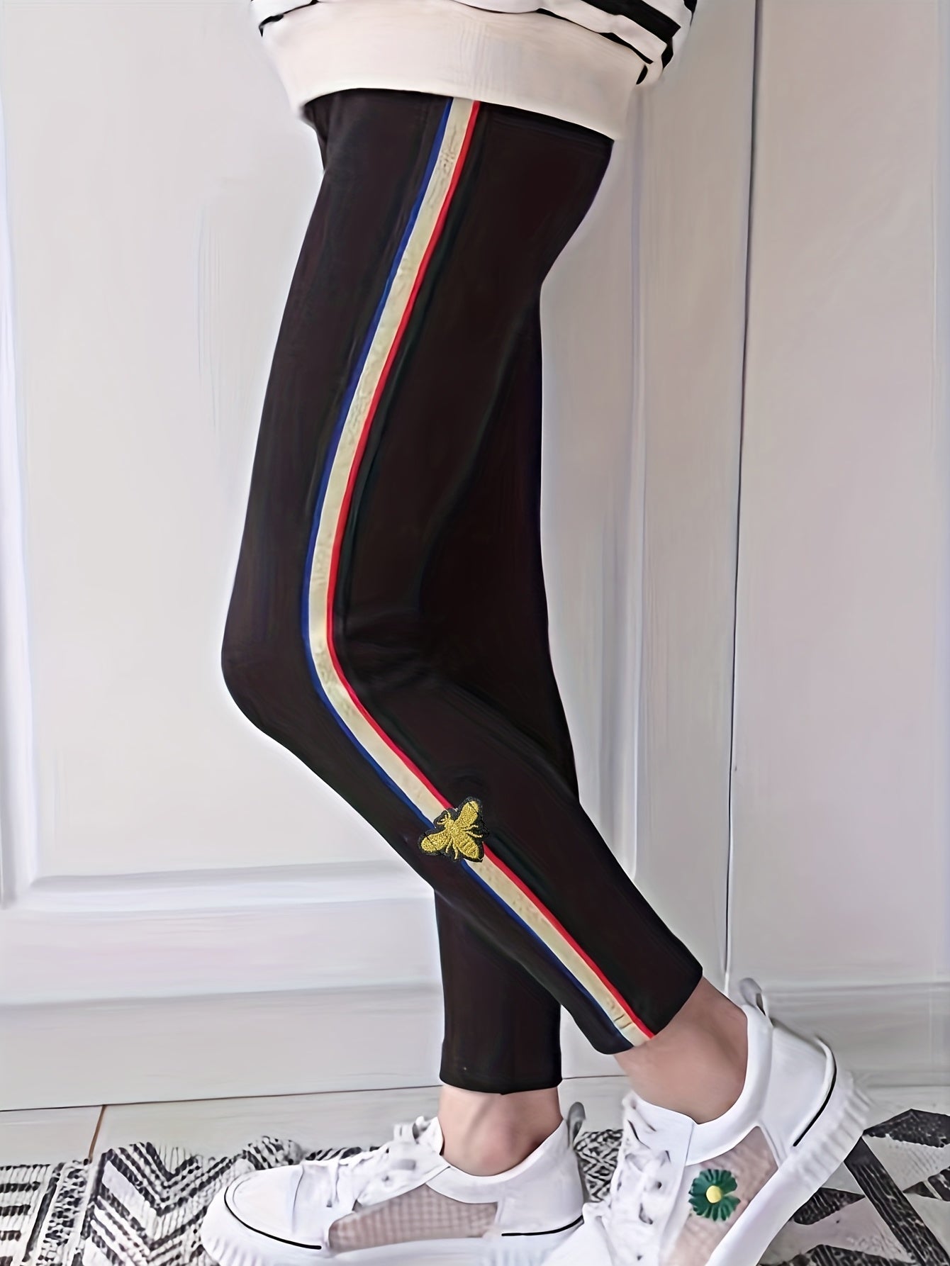 Girls' Embroidered Slim Fit Casual Pants