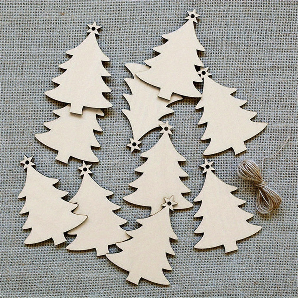 10pcs DIY Wooden Christmas Tree Decorations Snowman Pendants