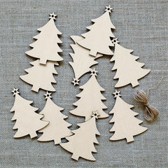 10pcs DIY Wooden Christmas Tree Decorations Snowman Pendants