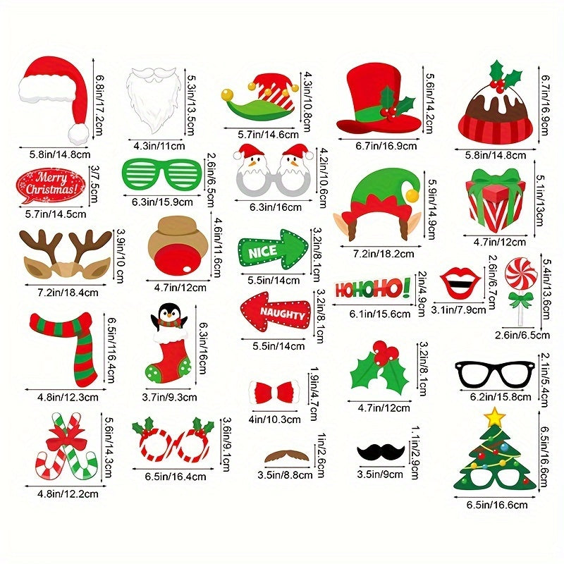 Christmas Photo Booth Props 50pcs Party Supplies Holiday Decoration Set