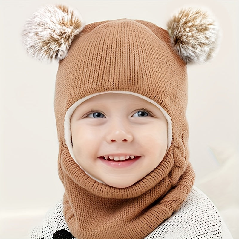 Ear Protection Hat 2 In 1 Knitted Hat And Scarf 1pc