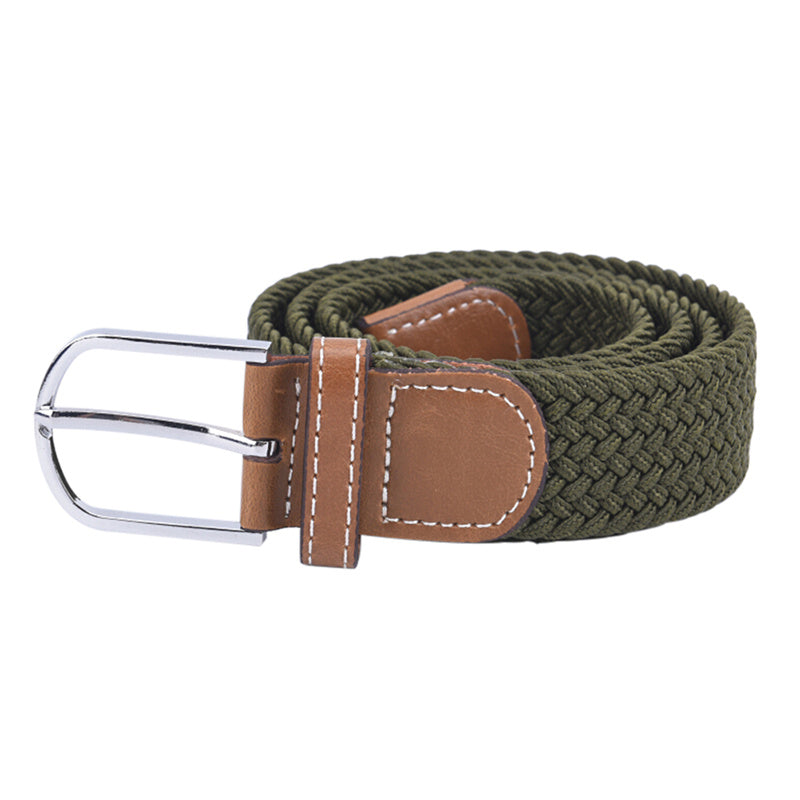 Men's Elastic Waistband Canvas Belt Braided Stretch Straps