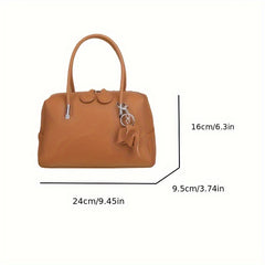 Leather Shoulder Bag with Metallic Star Charm