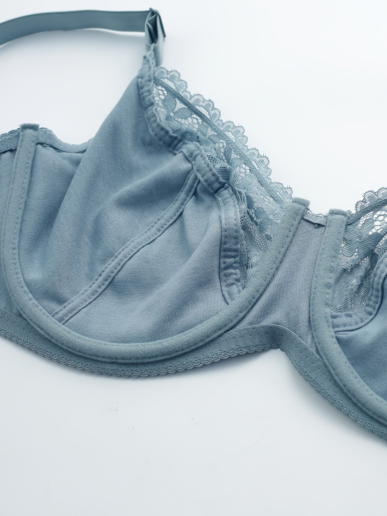 Contrast Lace Push Up Solid Bra Plus Size