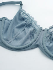 Contrast Lace Push Up Solid Bra Plus Size