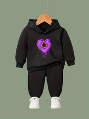 Donut Heart Pattern 2pcs Activewear Sets Girls Sports Outfits
