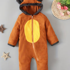 Baby Boys Long Sleeve Bear Hooded Jumpsuit