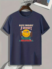 Christmas Letter Pattern Print Men's Comfy Sports Tee