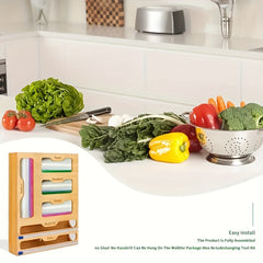 Bamboo Ziplock Bag and Wrap Organizer Set