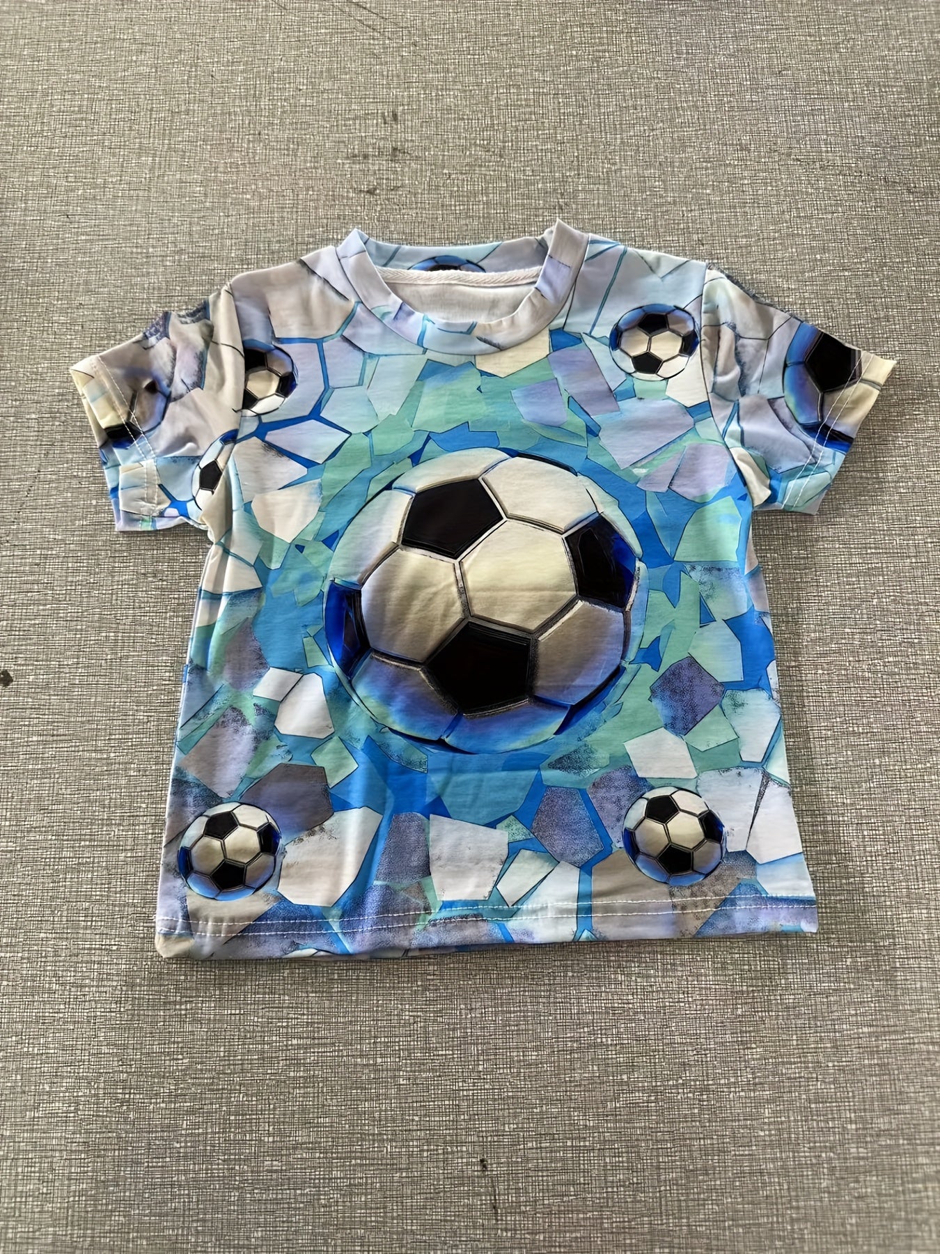 Kids 3D Print T-shirt Optical Illusion Football Graphic Street Wear