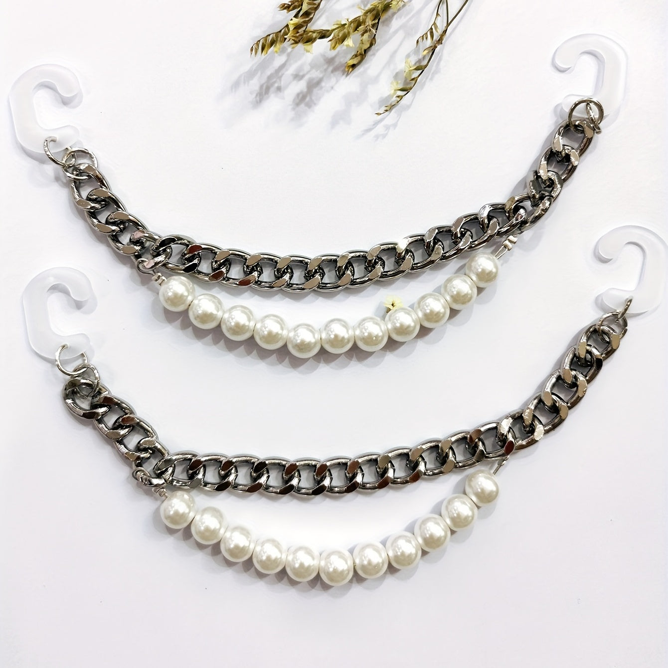2pcs Faux Pearl Shoe Clogs Chains DIY Accessories