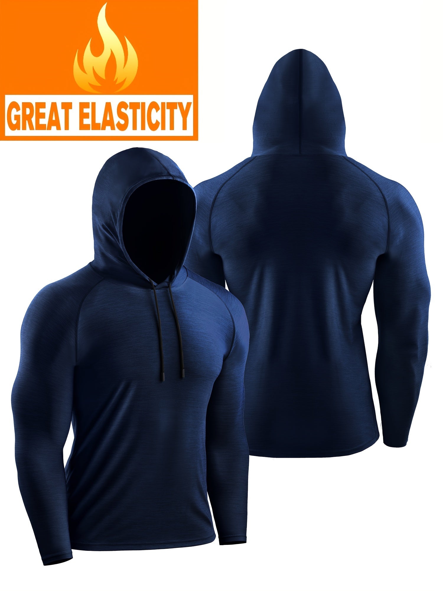 Men's Workout Hooded Shirt Active Mid Stretch Breathable Quick Dry Sports Shirt
