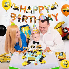 42pcs Engineering Vehicle Set Birthday Party Construction Excavator Decoration