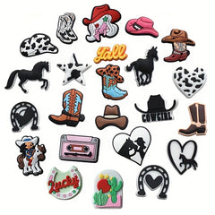 23pcs Cowboy Theme Charms For Clogs Bubble Slides Sandals