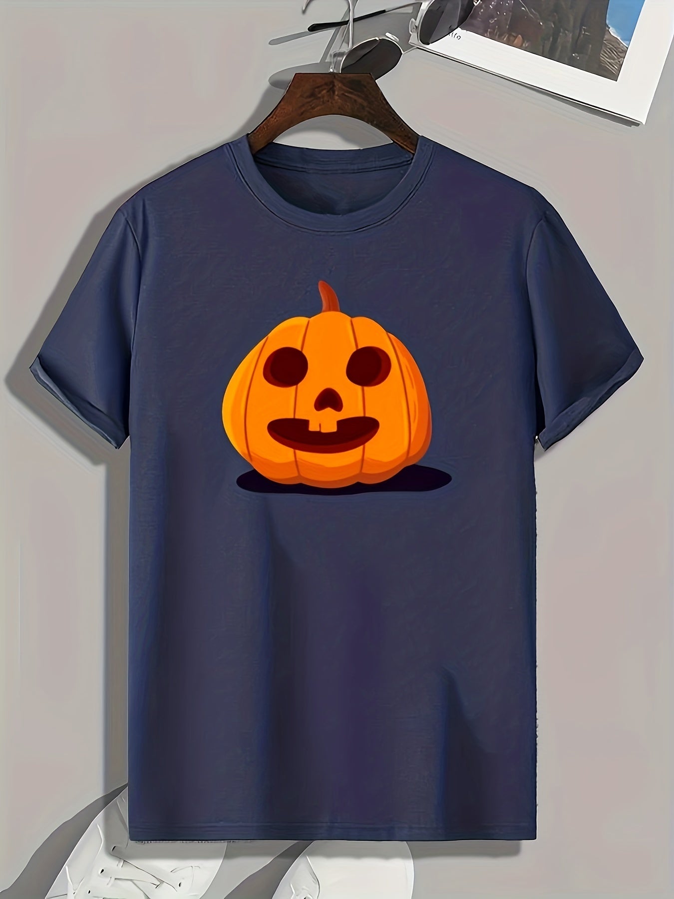 Halloween Pumpkin Print Men's Graphic T-shirt Casual Comfy Tee
