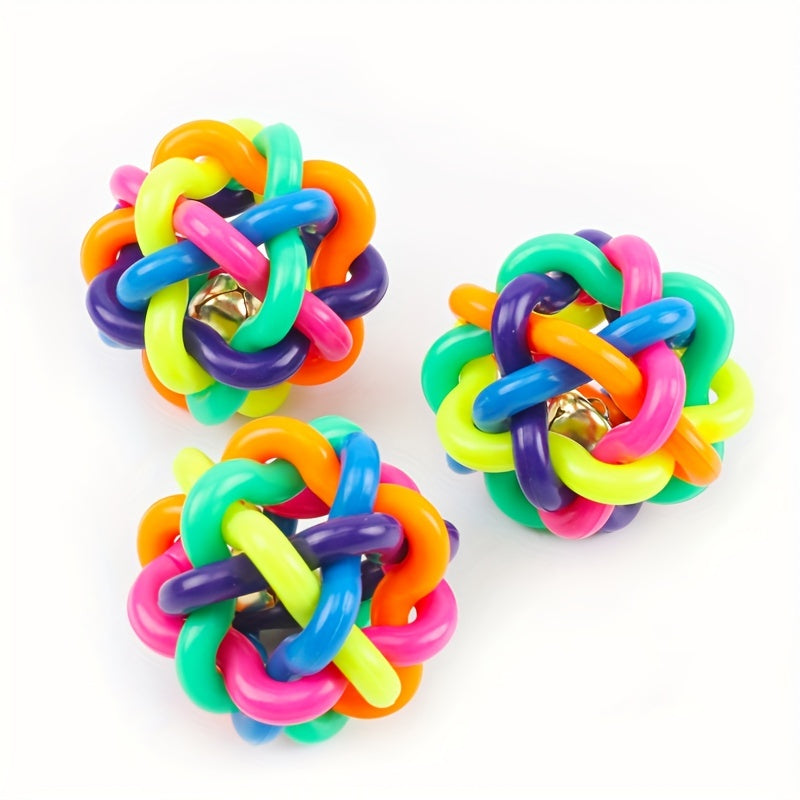 Colorful Bell Woven Ball Dog Toy with Sound Bell