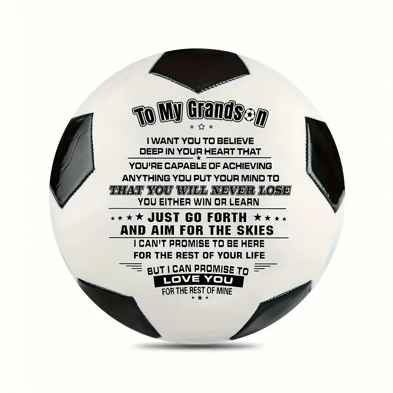 1pc PU Leather Soccer Ball To My Grandson With Pump