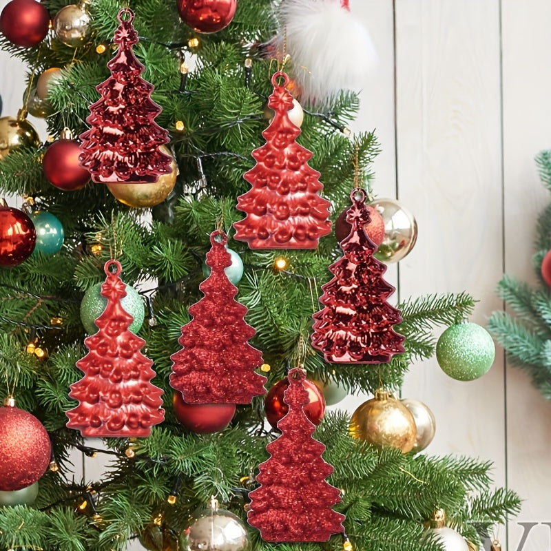 6pcs Red Relief Tree Christmas Tree Pendant Family Party Decorations